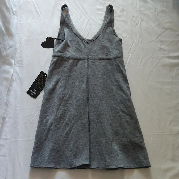 Gray Wool Blend Imperial Tank Mini Dress Sleeveless V-Neck Pockets Size Medium - Picture 15 of 16